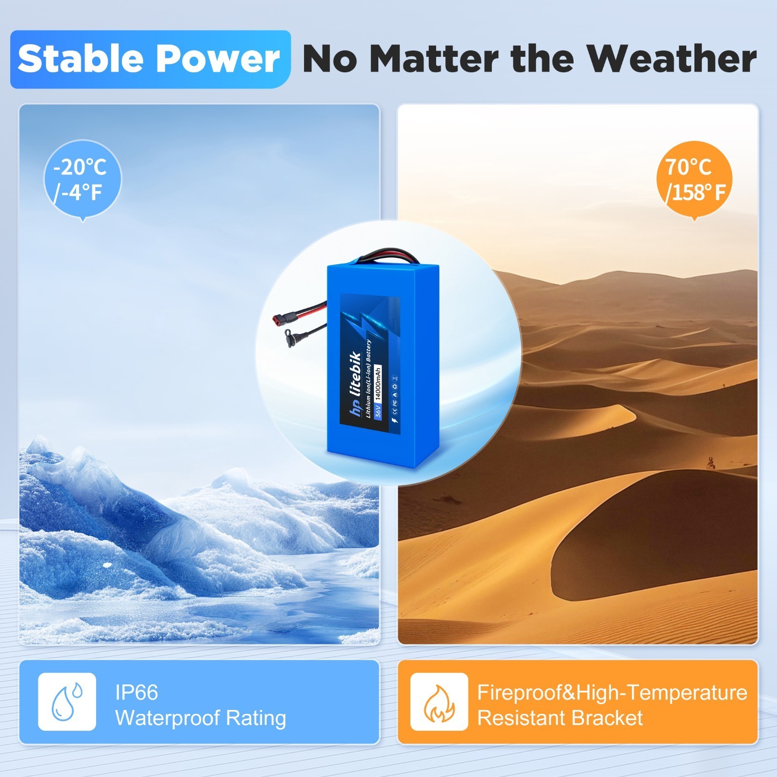 36V eBike Lithium Battery 36V 14Ah For Electric Bicycle 100W-1000W Motor 30A BMS