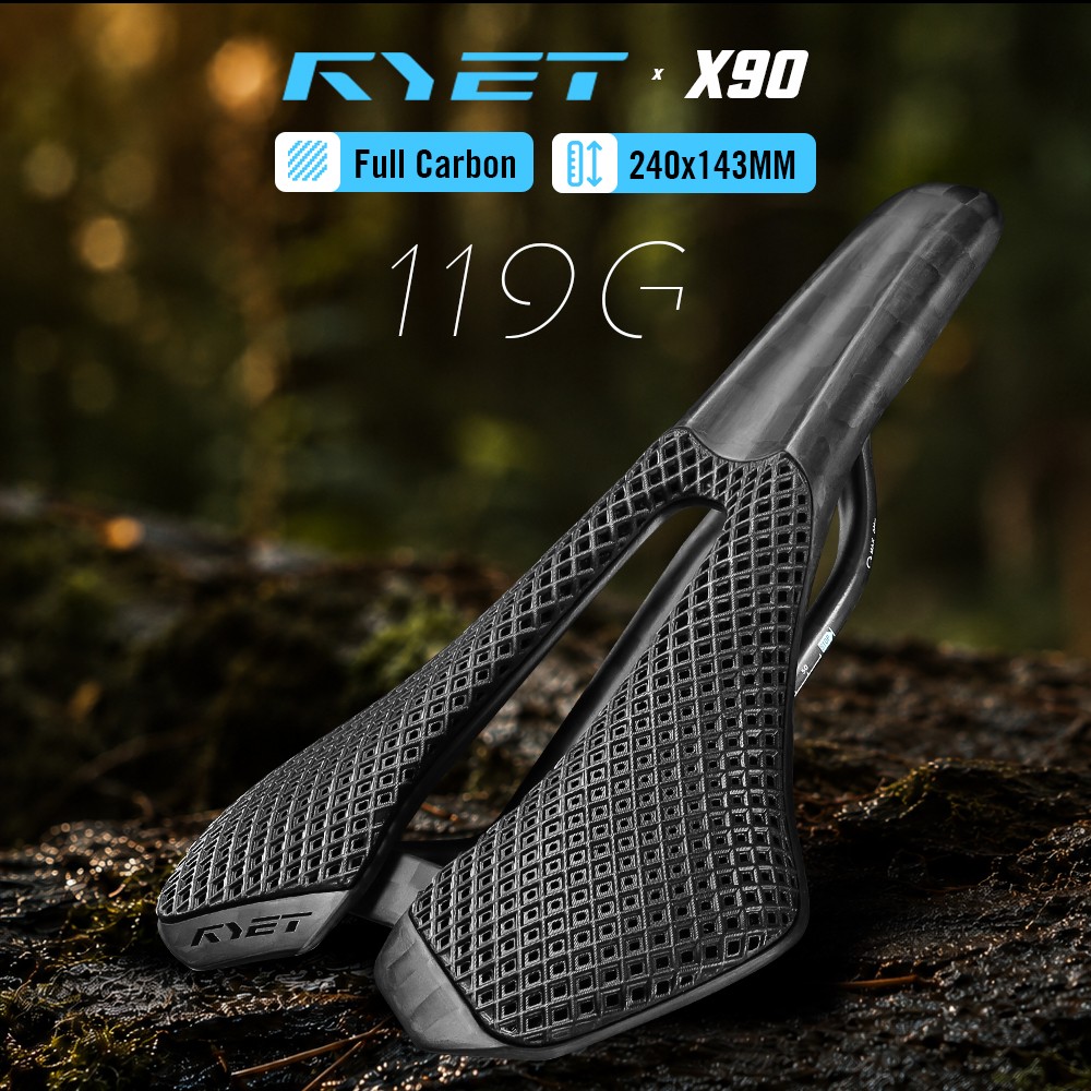 RYET Ultralight Carbon Bike Saddle 240x143mm 3D Printed Rail for Road MTB Gravel