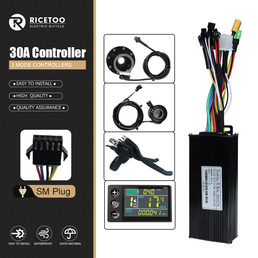 3-mode Sine Wave E-bike Brushless Controller 36V 48V 17A/26A/30A/40A 250W-2000W