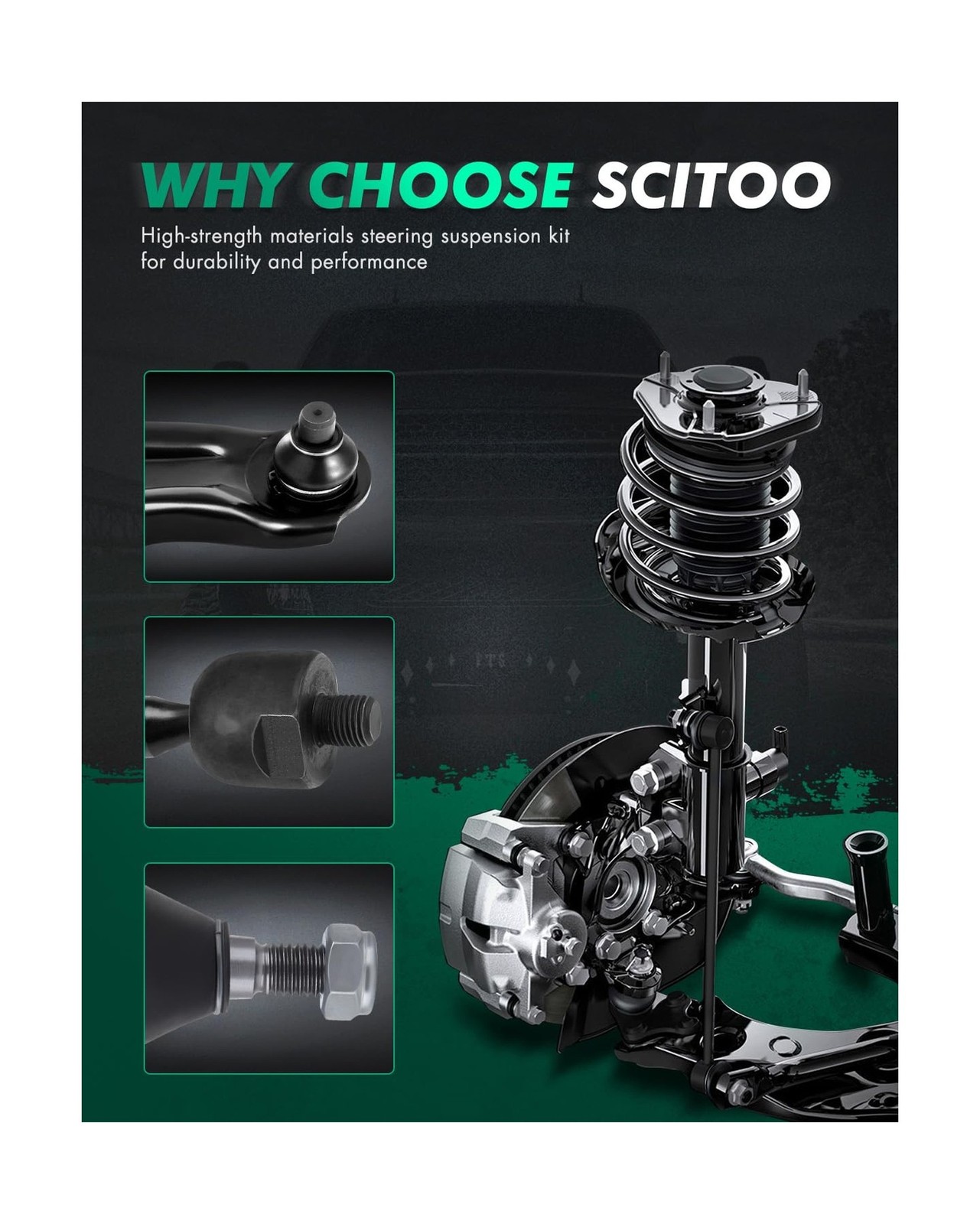 SCITOO 8pcs Front Suspension Kit Lower Control Arm And Ball Joints Outer Inne…