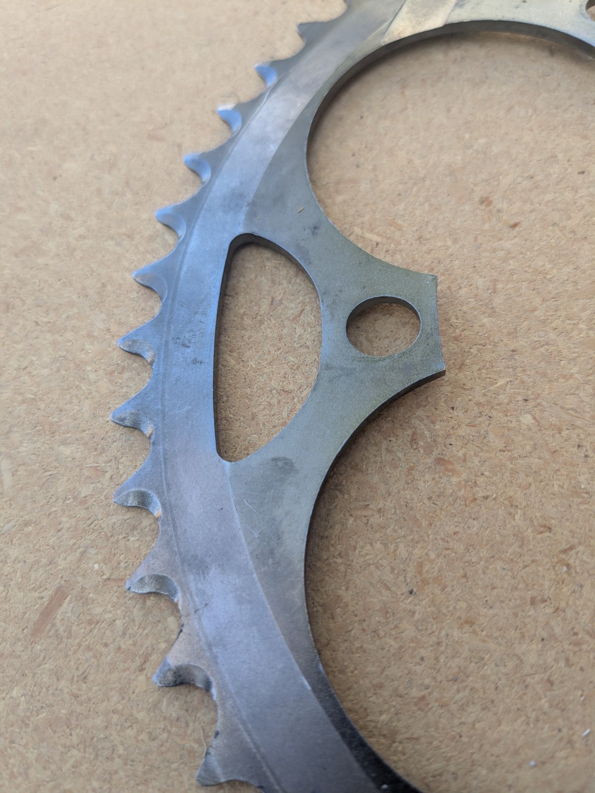 52 tooth x 130 bcd Road Bike Chainring Bicycle Grey Gloss Nice BIN Shift Pins