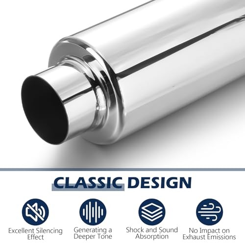 Relaxweex 2 Pcs 2.5″ Inlet Exhaust 2.5″ Inlet 16″ Overall Length Silver
