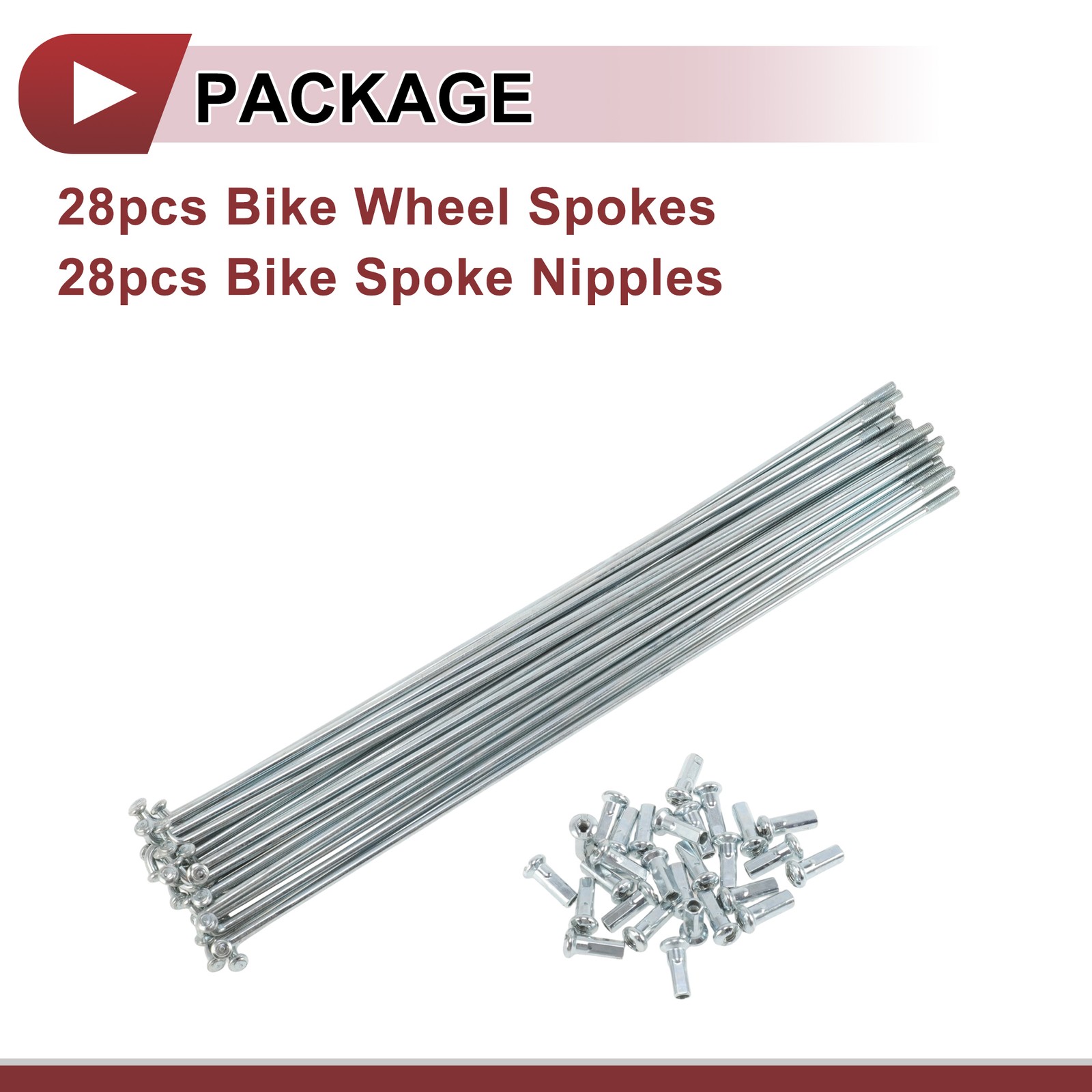12G Bicycle Spoke 220 mm Bike Wheel Spoke Carbon Steel Galvanized Silver Tone