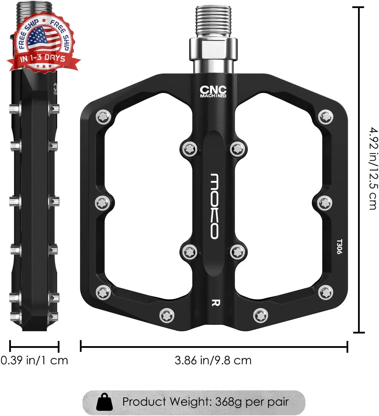 MoKo Mountain Bike & MTB Flat Pedals, Lightweight CNC Machined Aluminum Bicycle