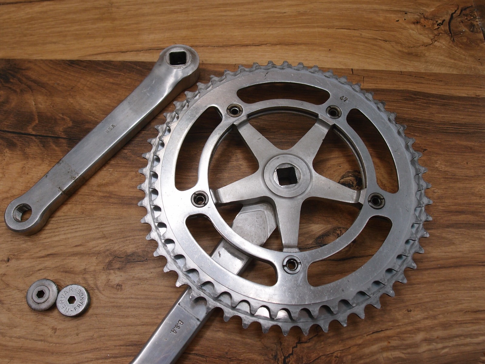 1970s NERVAR double crankset for road bike made in France 52/47 T 170 mm