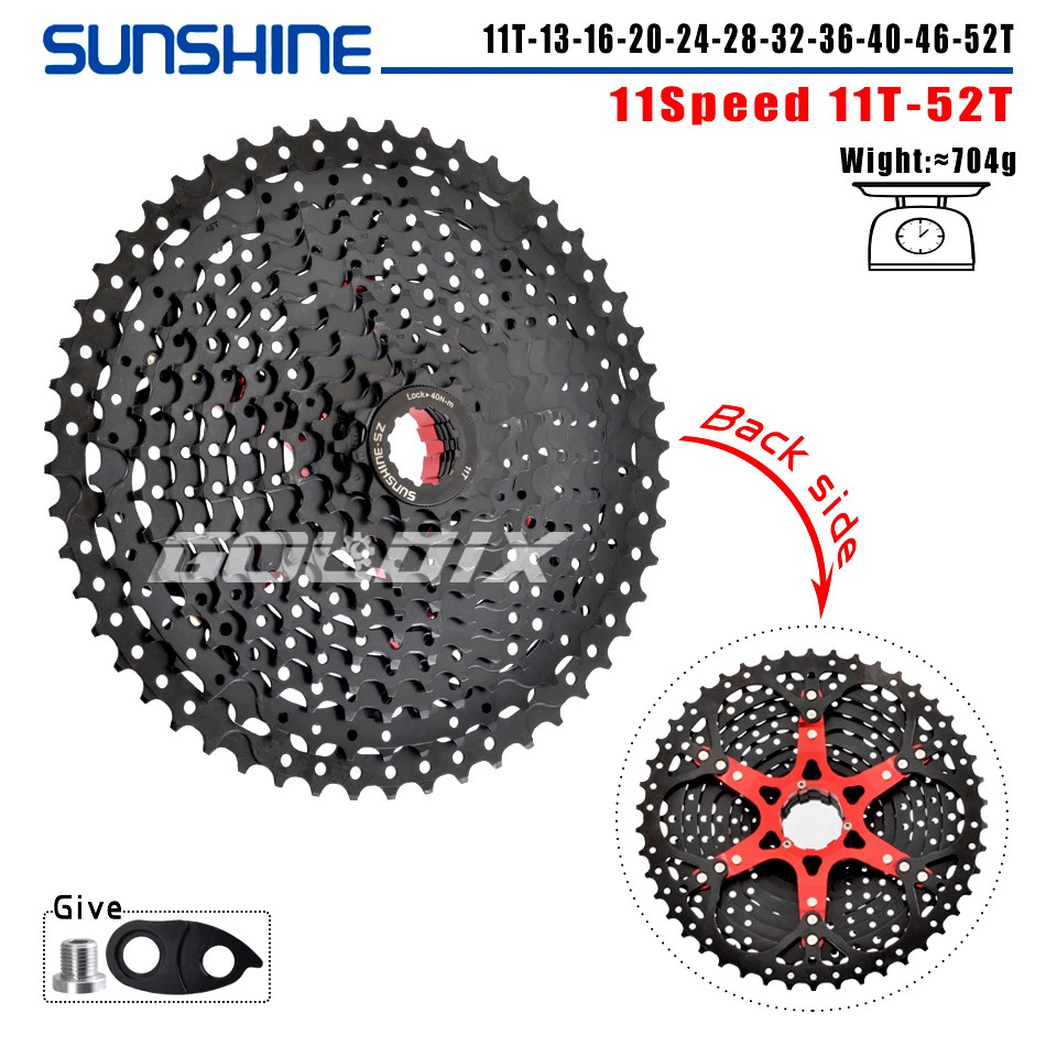 SUNSHINE MTB Cassette 8/9/10/11/12 Speed 40/42/46/50/52T Black K7 Cassette Sproc