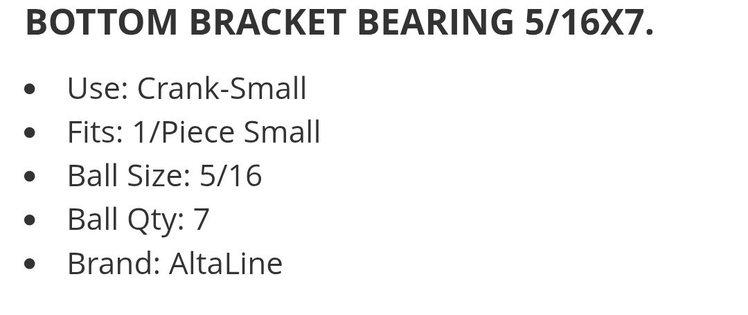 2 BICYCLE BOTTOM BRACKET BEARINGS 5/16 x 7 LOWER CRANK (PAIR)