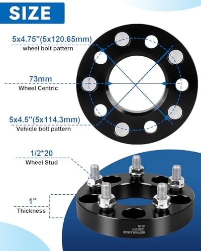 Wheel Adapters, 1inch 5×114.3mm to 5×120.65mm Wheel Adapter 5×4.5 to 5×4.75