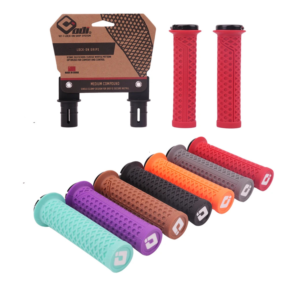 1Pair Lock-On Silicone Mountain Bike Grips Shock-Absorbing Anti-Slip Comfortabl
