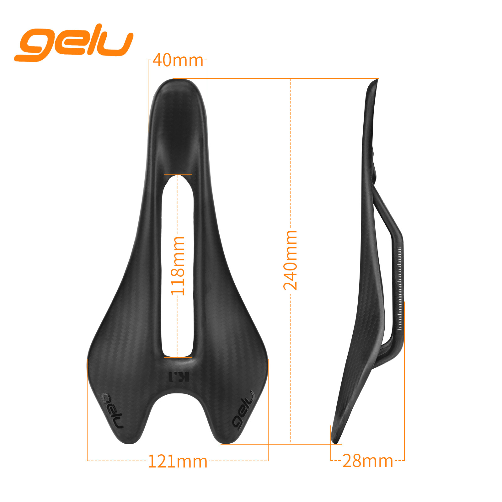 gelu Full Carbon Road Bike Saddle Bicycle Racing Seats ULTRALIGHT 54g/1.9oz