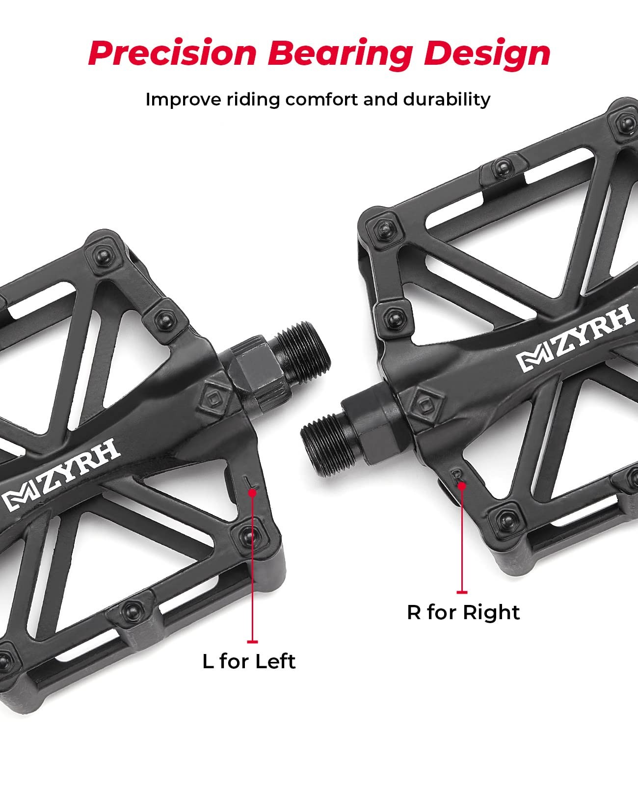 Mountain Bike Pedals MTB Bicycle Flat Pedals, 9/16» CNC Aluminum Durable Sea…