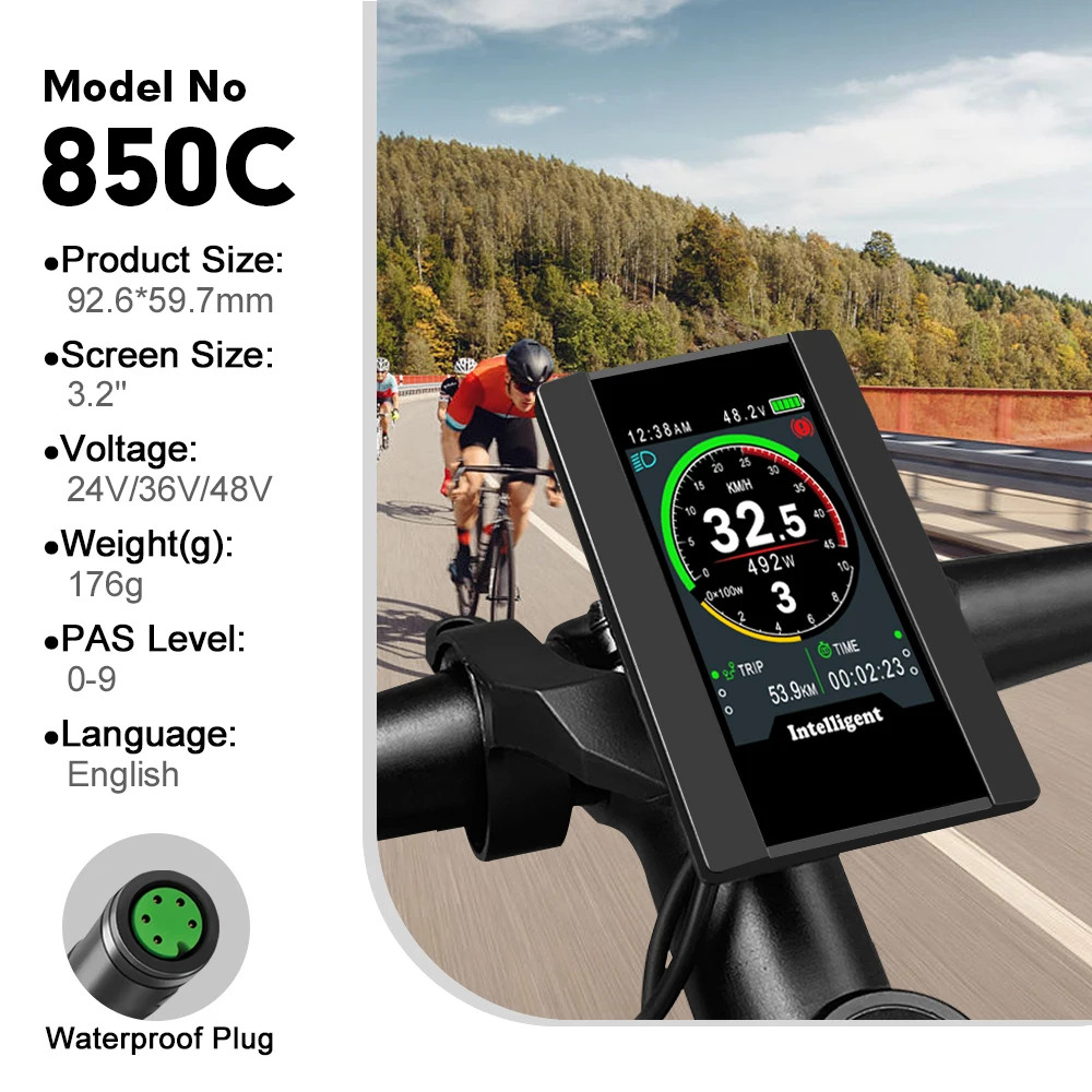 Electric Bicycle 850C LCD Display Applicable To Mid Motor 36V 48V 52V 60V