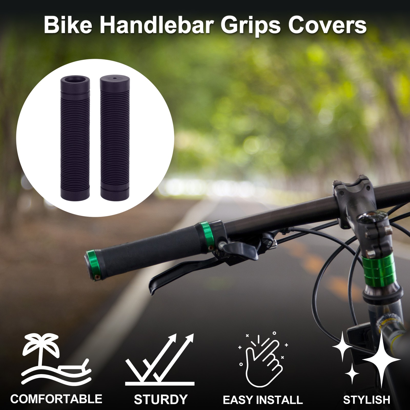 Bike Handlebar Grip Cover 125mm Soft Cycling End Grip Protector Navy Blue 1 Pair