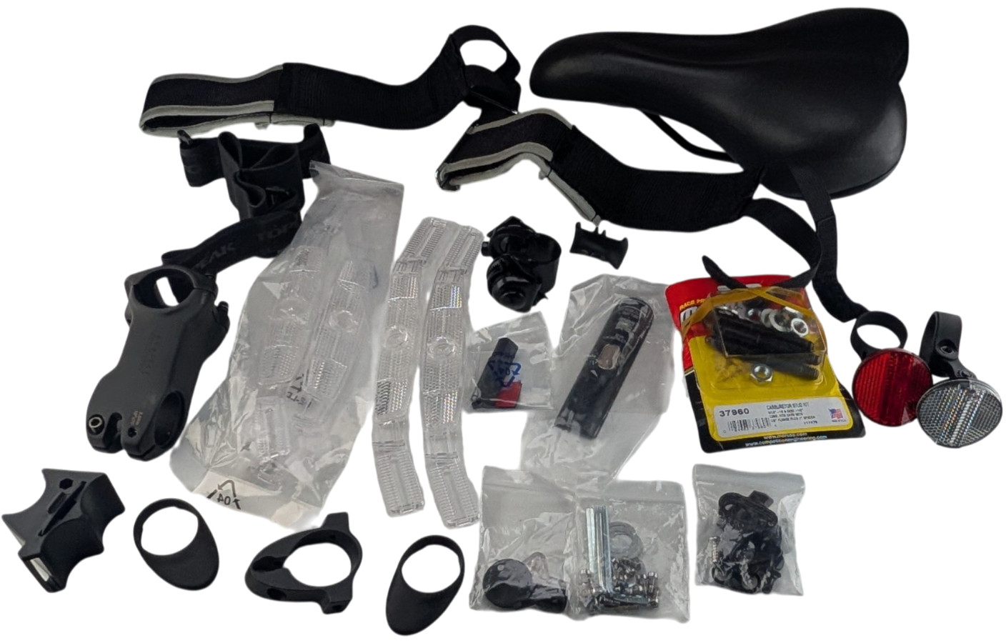 Bike Parts Lot Velo Saddle Giant Contact Aerolight 70mm Stem Reflectors
