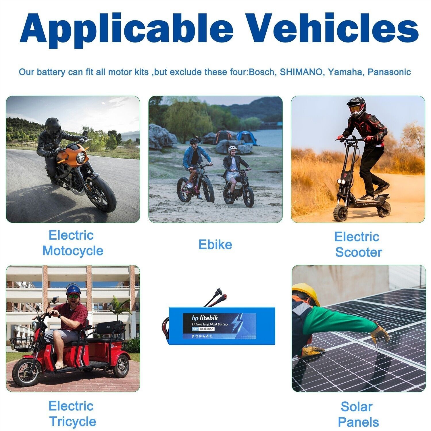 36V/48V/52V/60V/72V Lithium ebike Battery 200W-3600W Electric Bicycle Scooter US