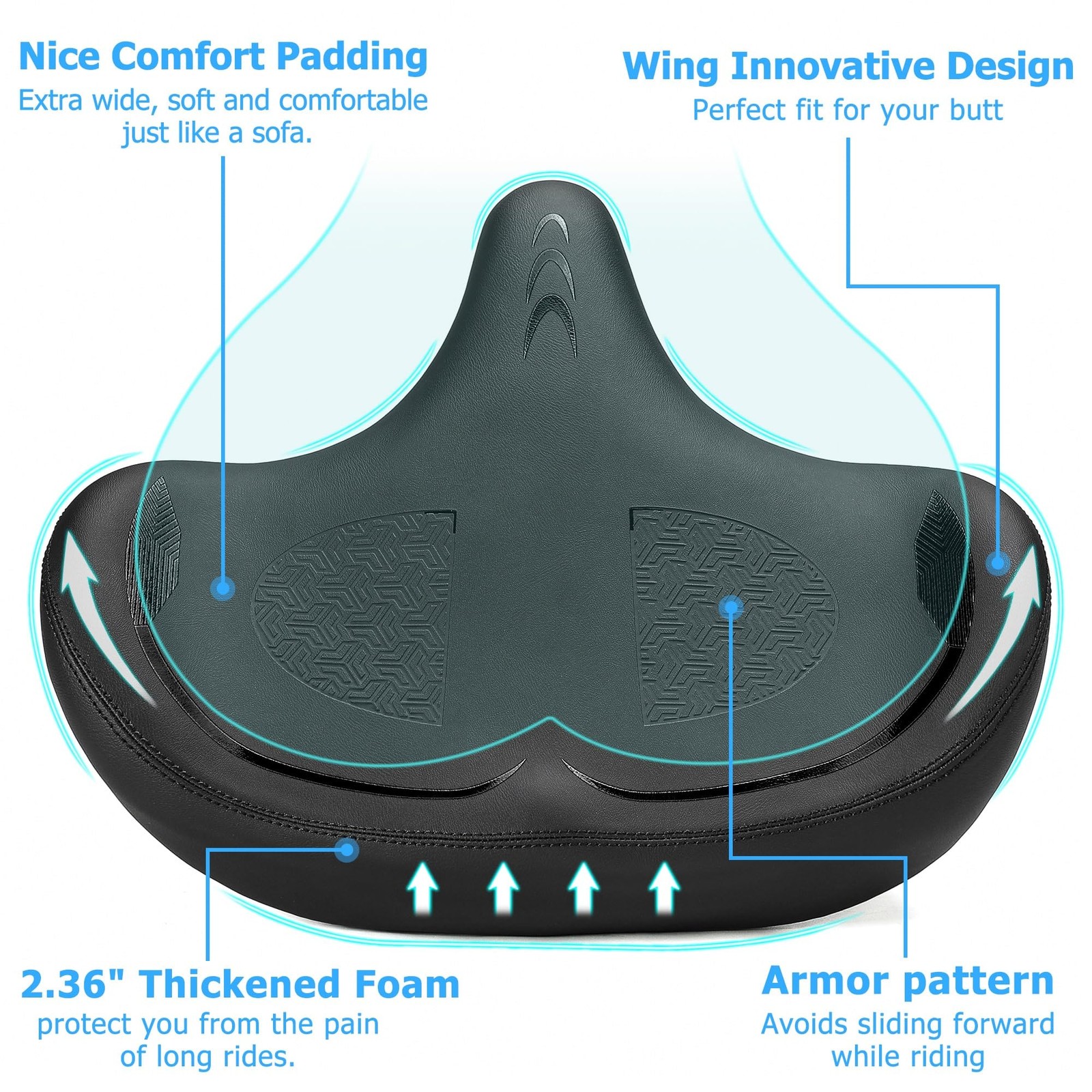 CDYWD Oversized Bike Seat for Men & Women Comfort Extra Wide Bicycle Seat