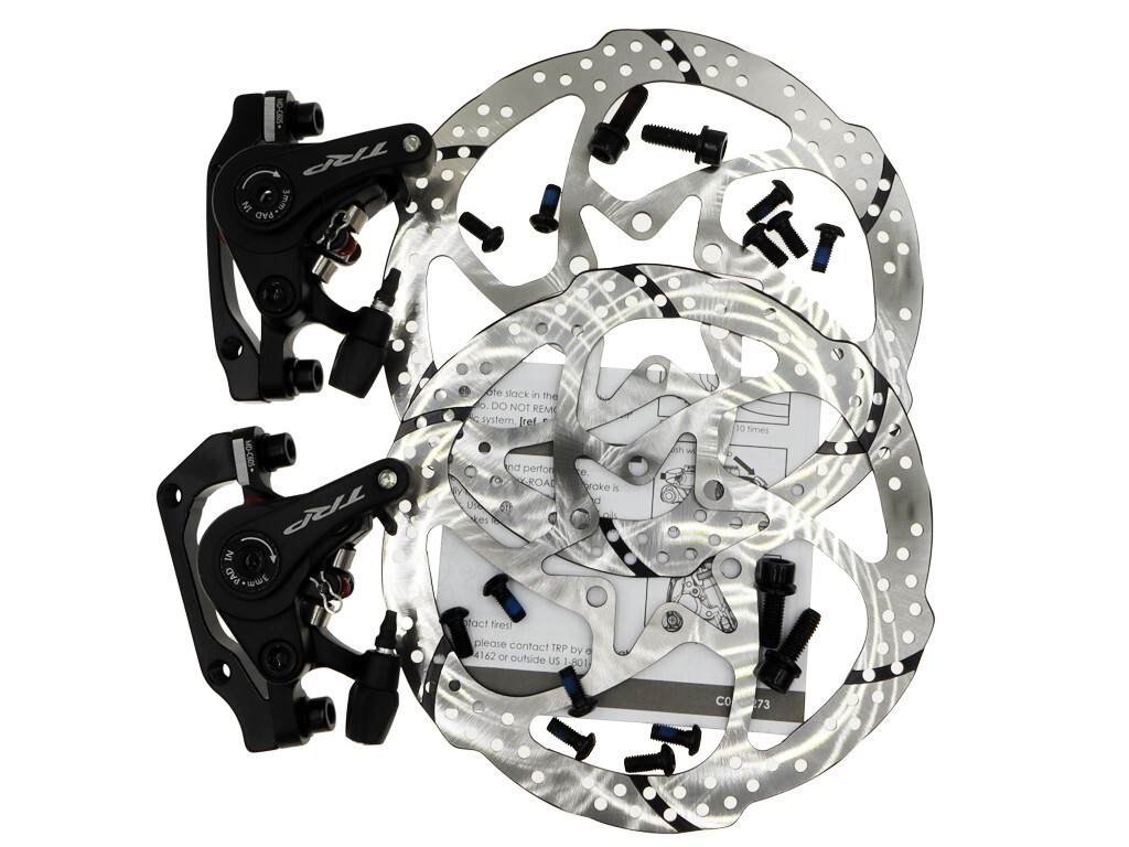 TRP Spyre C Post Mount MTB Bike Mechanical Disc Brake Set Front + Rear w/ Rotor