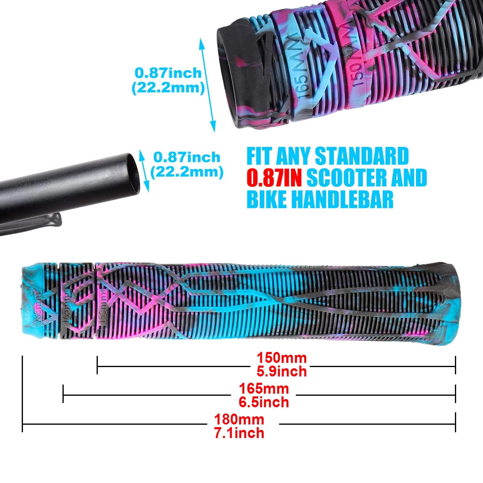 Scooter Grips – Mixed Color MTB & BMX Handlebar Grips | 150/165/180mm with Ea…