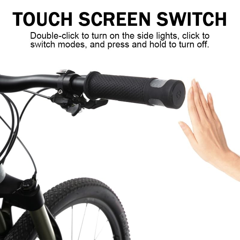 Bicycle Handlebar Grips with LED Lights – USB-C Rechargeable, Universal 22mm