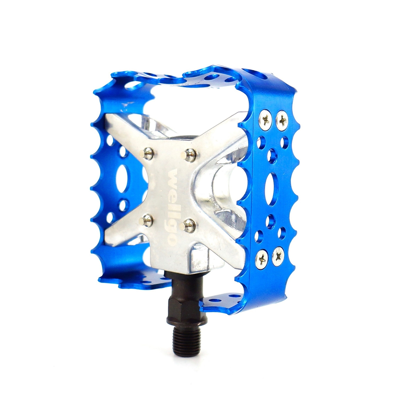 Wellgo BMX MTB Bear Trap III Old school Bike Pedal 9/16″, 1/2″ Blue Gold Silver