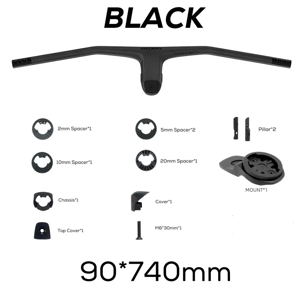 740MM -20 Degrees Full Carbon Fiber Integrated Cockpit MTB Riser Flat Handlebar