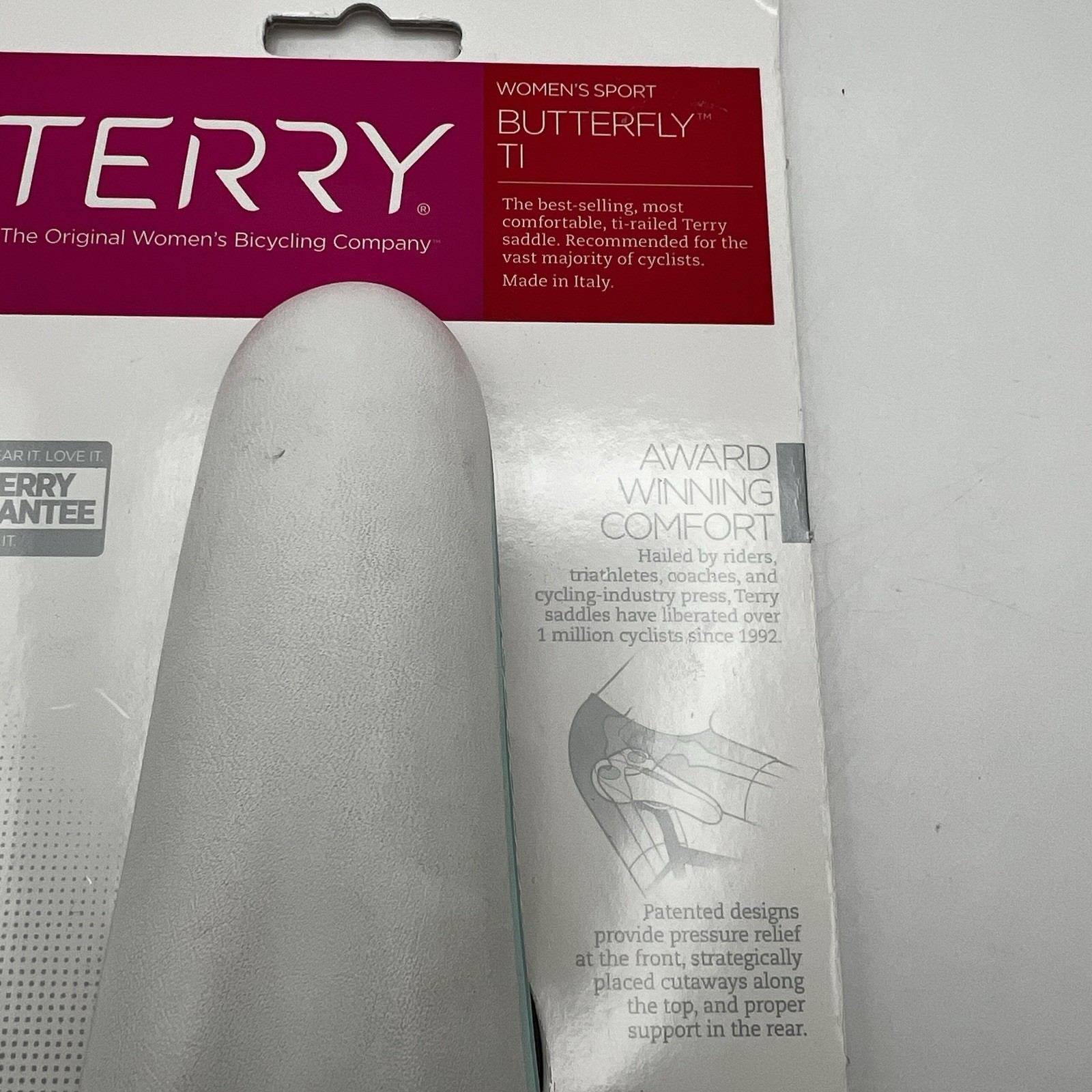 Terry Women’s Butterfly Ti Bike Saddle Seat, Comfortable Center Cutaway, White