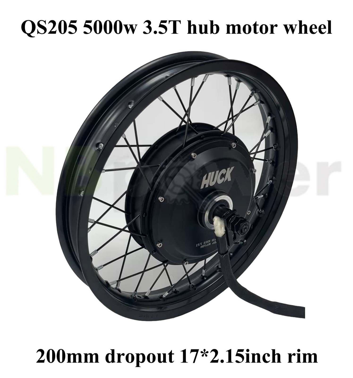 200mm QS205 3.3T 5000W BLDC hub motor wheel with 17*2.15inch motorcycle rim