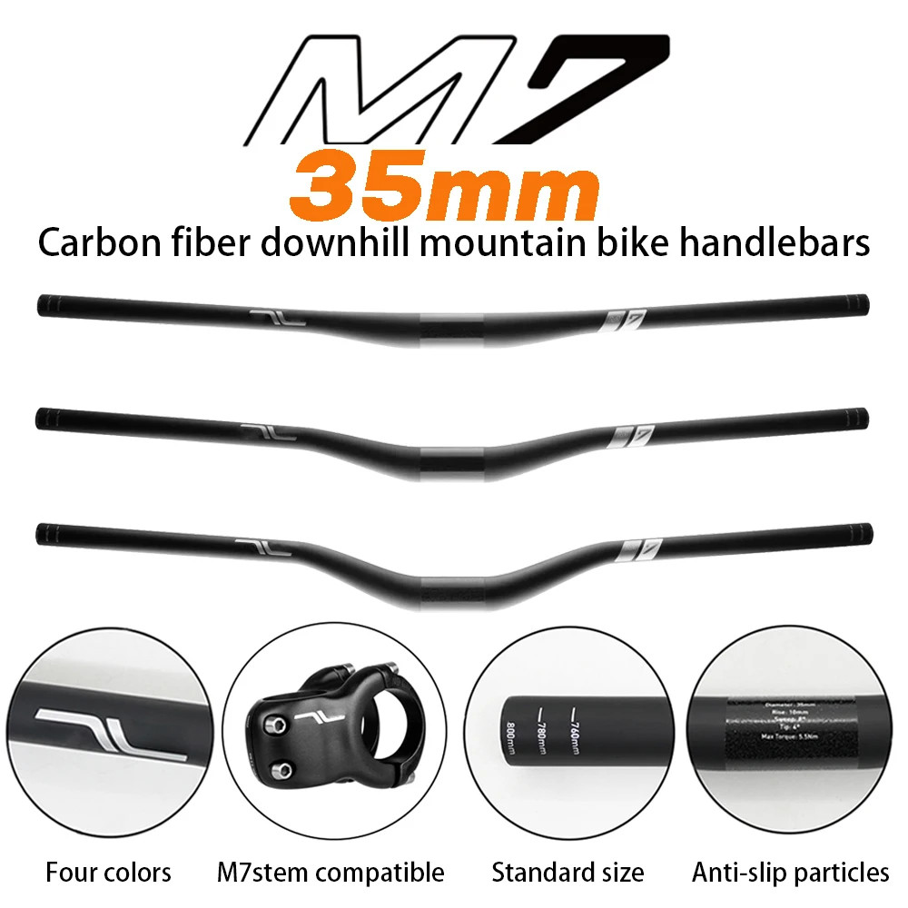 35mm Clamp Carbon Fiber MTB Riser Bar 10mm 25mm 40mm Rise External Cable Routing