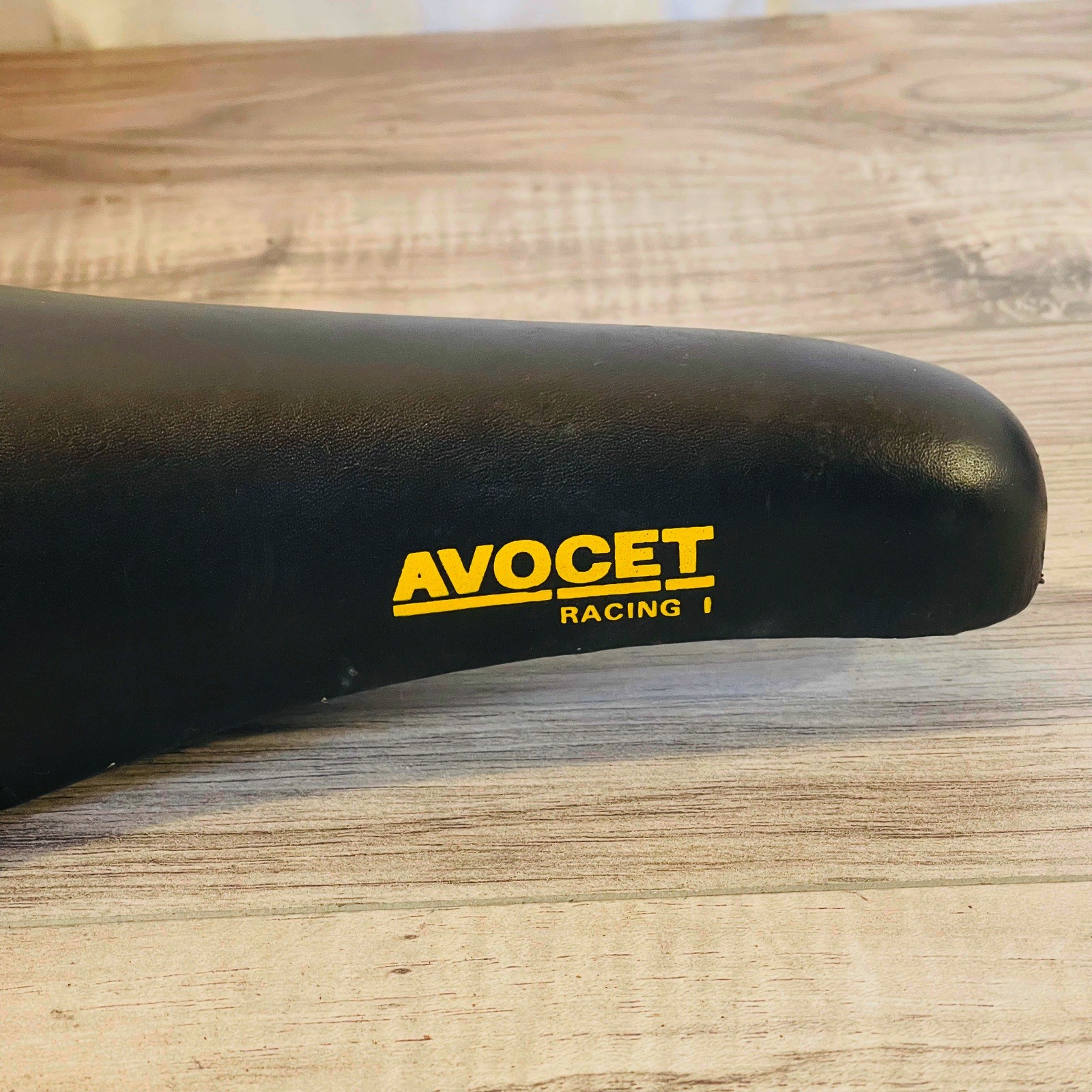 Vintage 1991 Avocet Racing I 1 Saddle Leather Black with Yellow