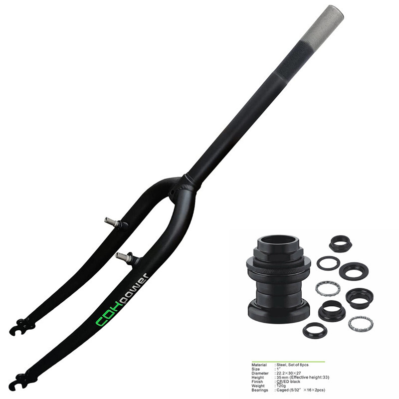 JZsport 700C/29» Threaded Cycling Fork OD 1″ 25.4mm W/Headset Fixed Bike Fork