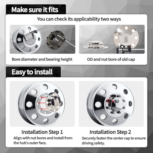 2Pcs 5.15inch Stainless Wheel Center Caps 2pcs Front, 5.15 Broe Mirror Polished