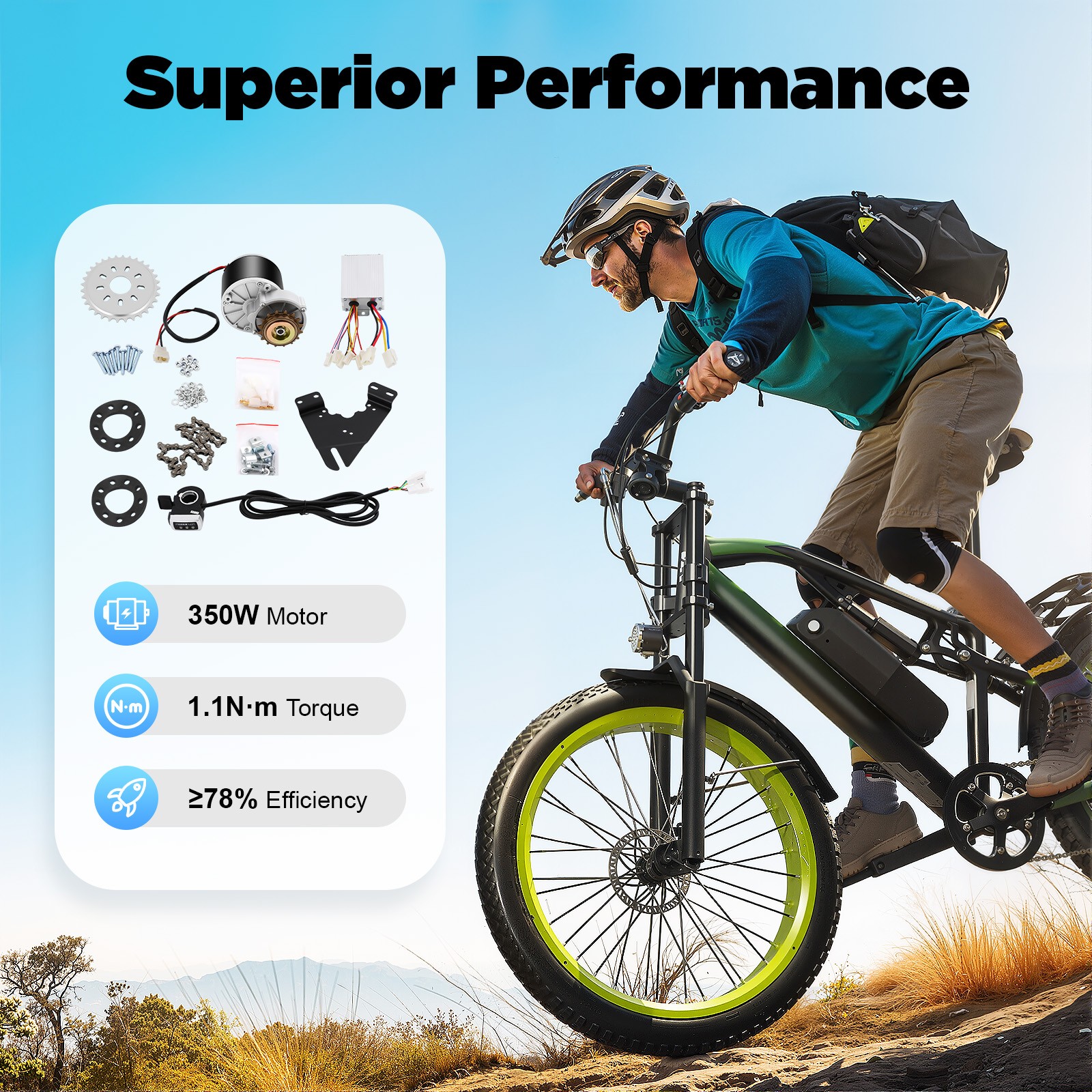 36V 350W E-Bike Motor Conversion Kit Electric Bike Freewheel Brushed Motor