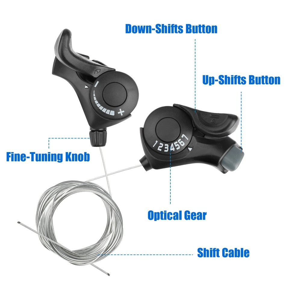 2PCS 3×7 21 Speed MTB Mountain Road Bicycle Shifter Bike Thumb Gear Shift Set US