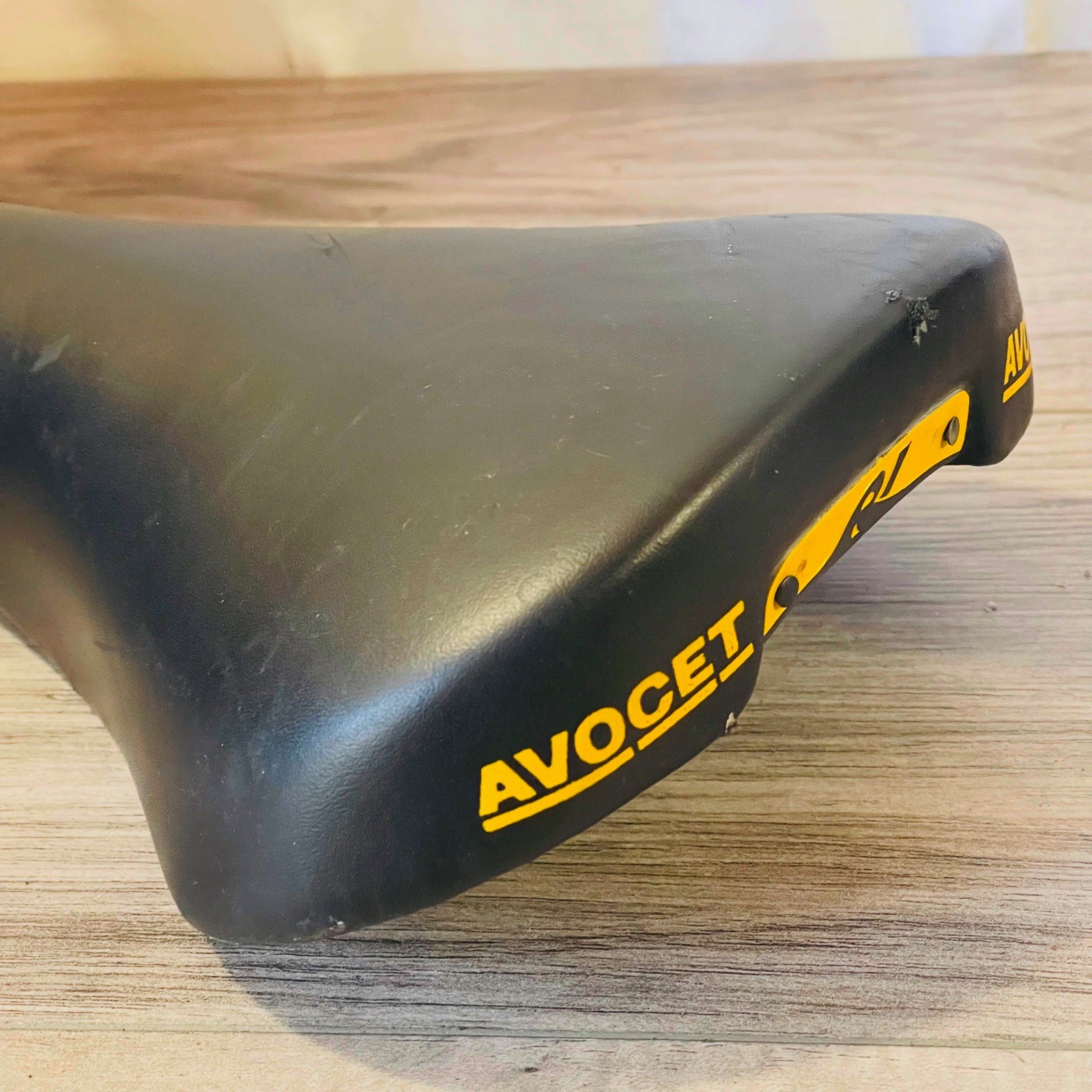 Vintage 1991 Avocet Racing I 1 Saddle Leather Black with Yellow