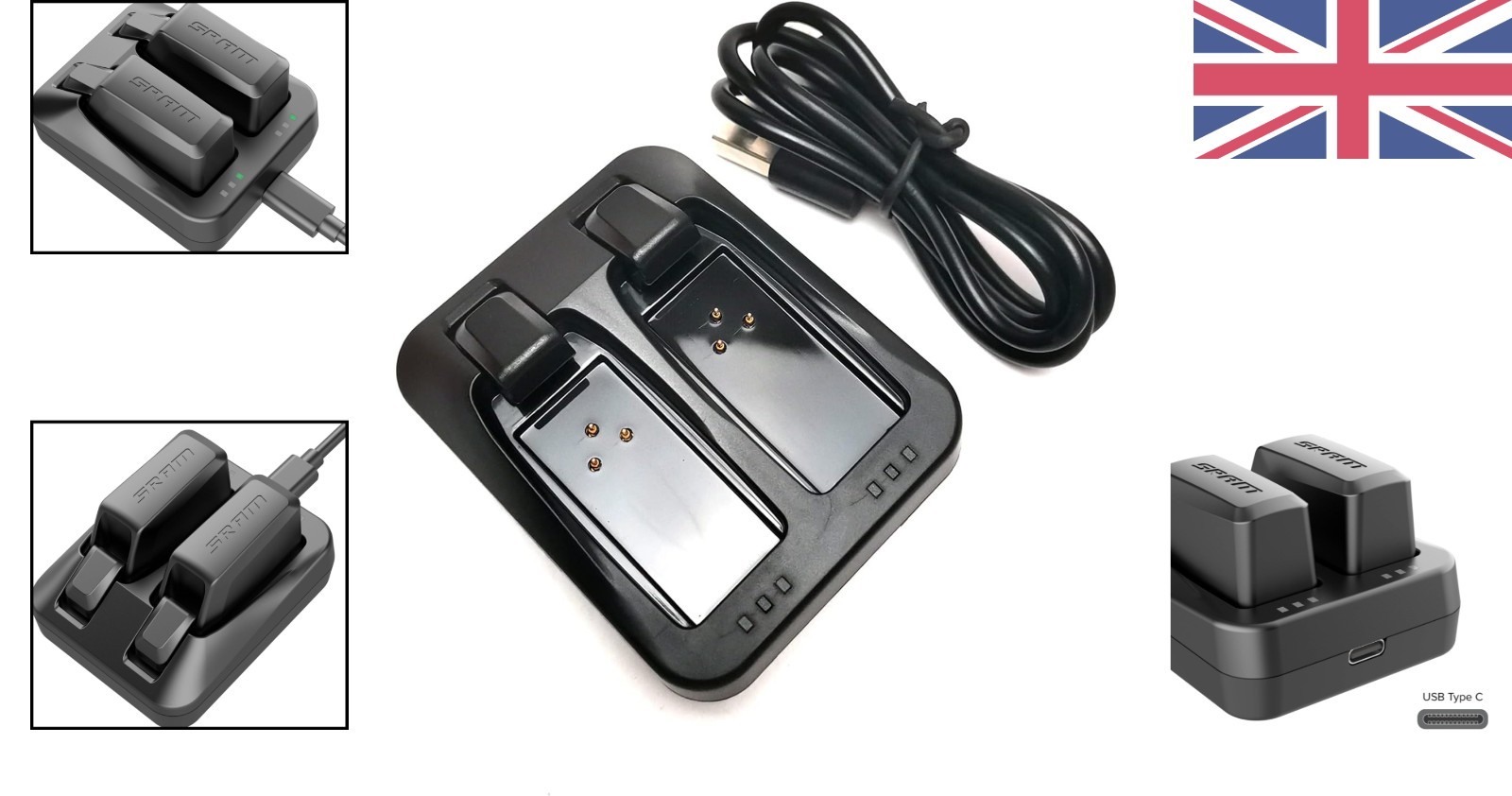 USB-C Dual Charger for SRAM AXS/eTap Red Force – Charge Two Batteries Fast