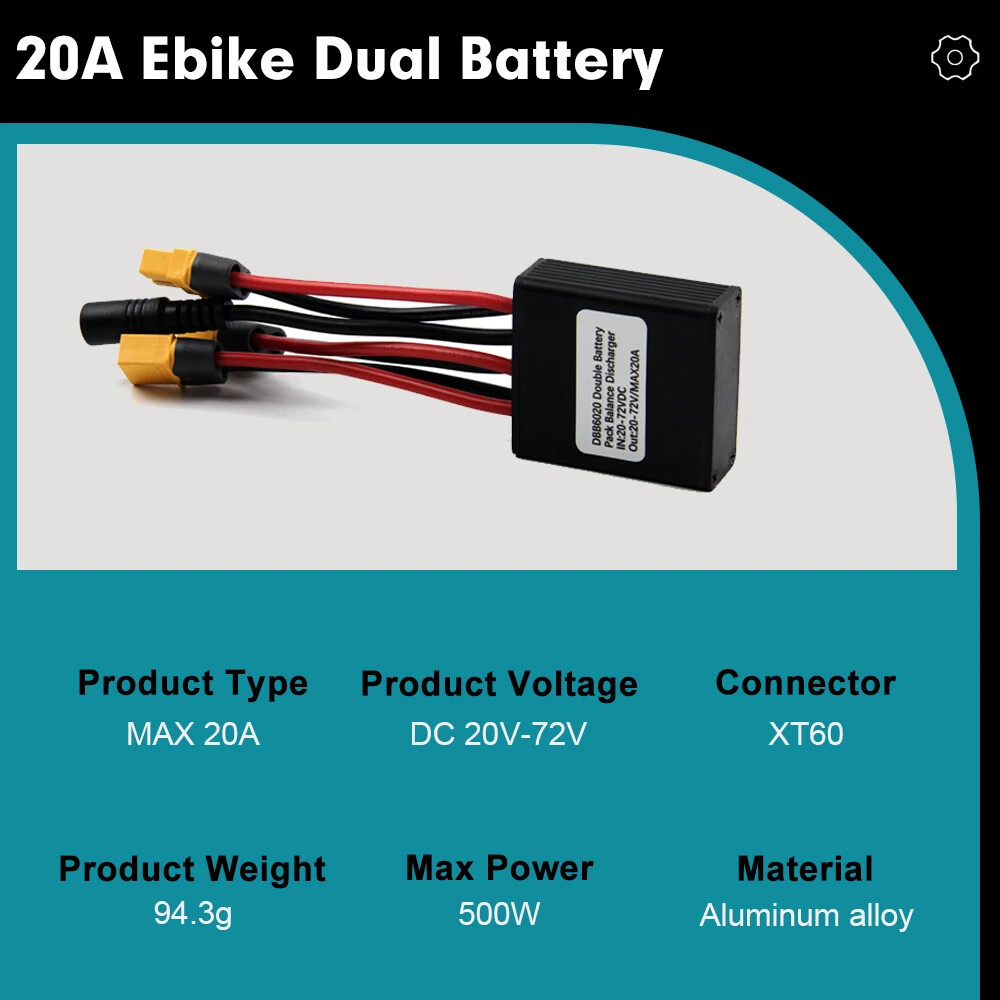 E-bike Dual Battery Connection Adapter Switcher Lncrease 20V-72V 20A/30A/40A