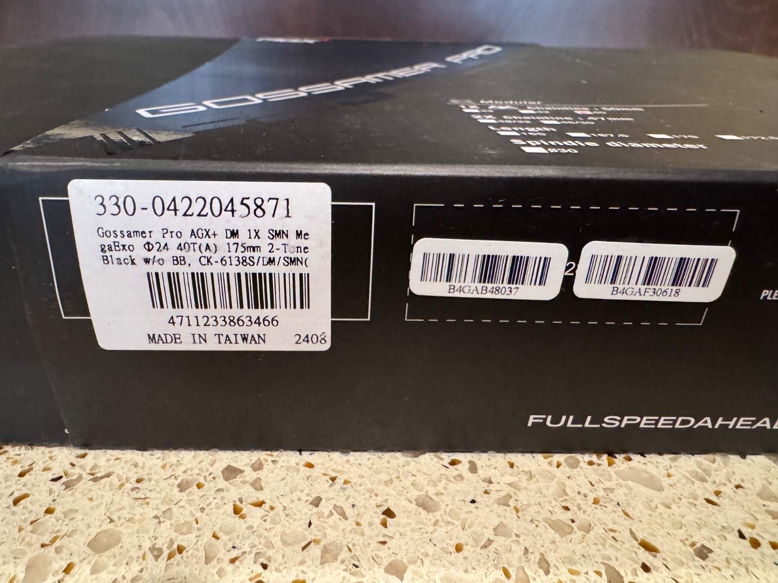 NEW FSA Gossamer Pro AGX+ 1x Crankset 175mm 40T Black