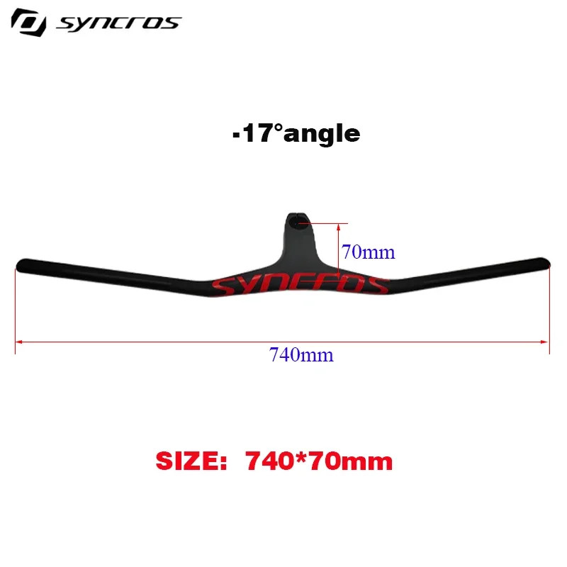 SYNCROS Mtb Handlebars 28.6Mm -17 Degree Carbon Integrated Cockpit Handlebar for