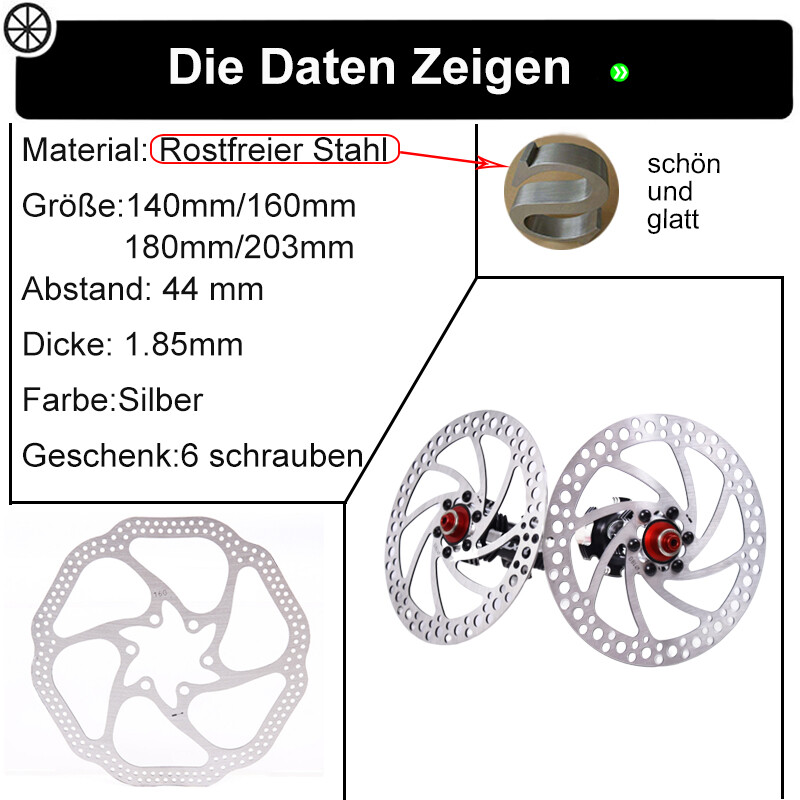 For Avid MTB Bike 140/160/180/203mm Stainless Rotor Disc Bike Brake Rotor+6 bolt