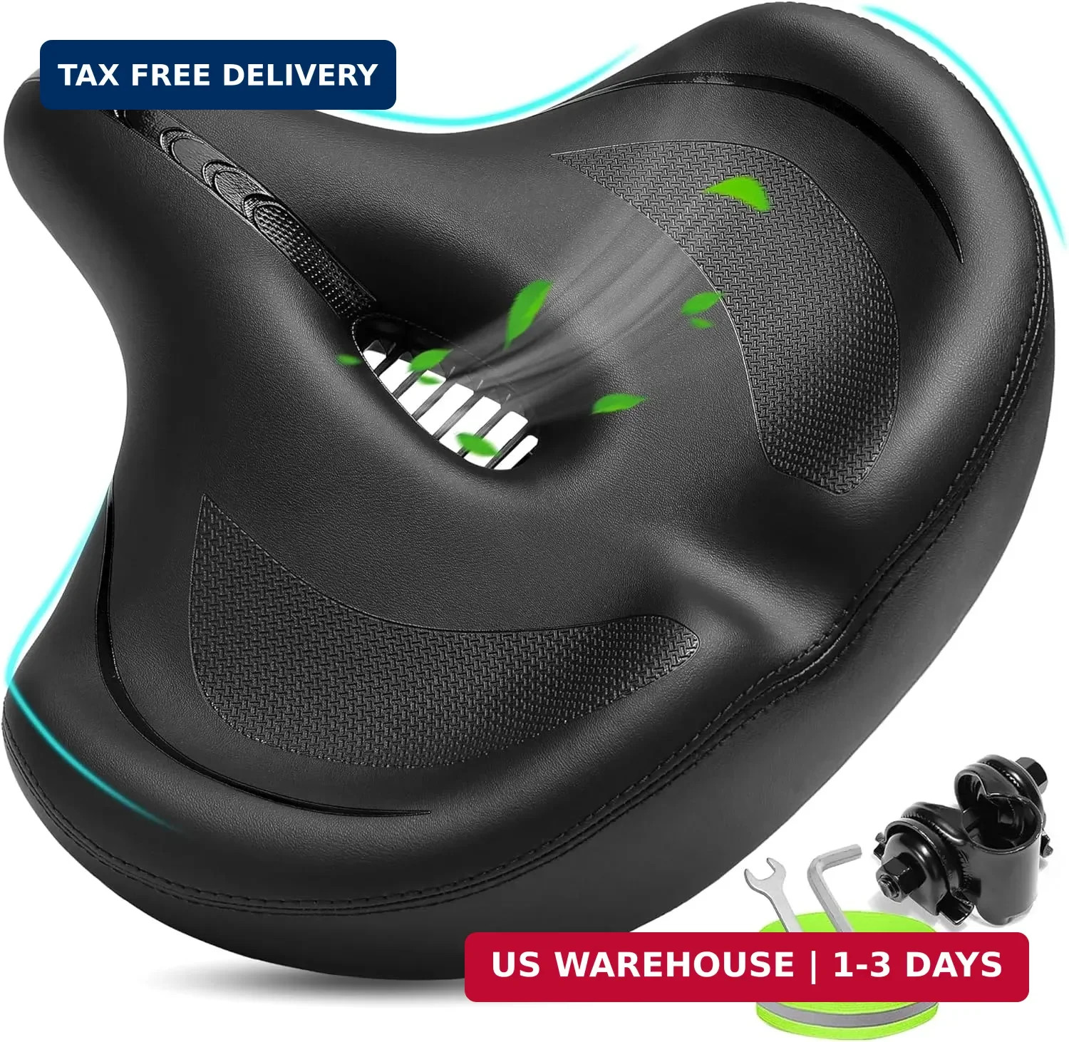 CDYWD Oversized Bike Seat for Men & Women Comfort, Extra Wide Bicycle Seat Cushi