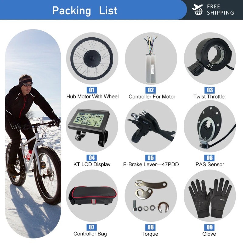 48V 2000W 20/24/26In Snow Electric Bike Fat Rear Rotate Hub Motor Dropout 190MM