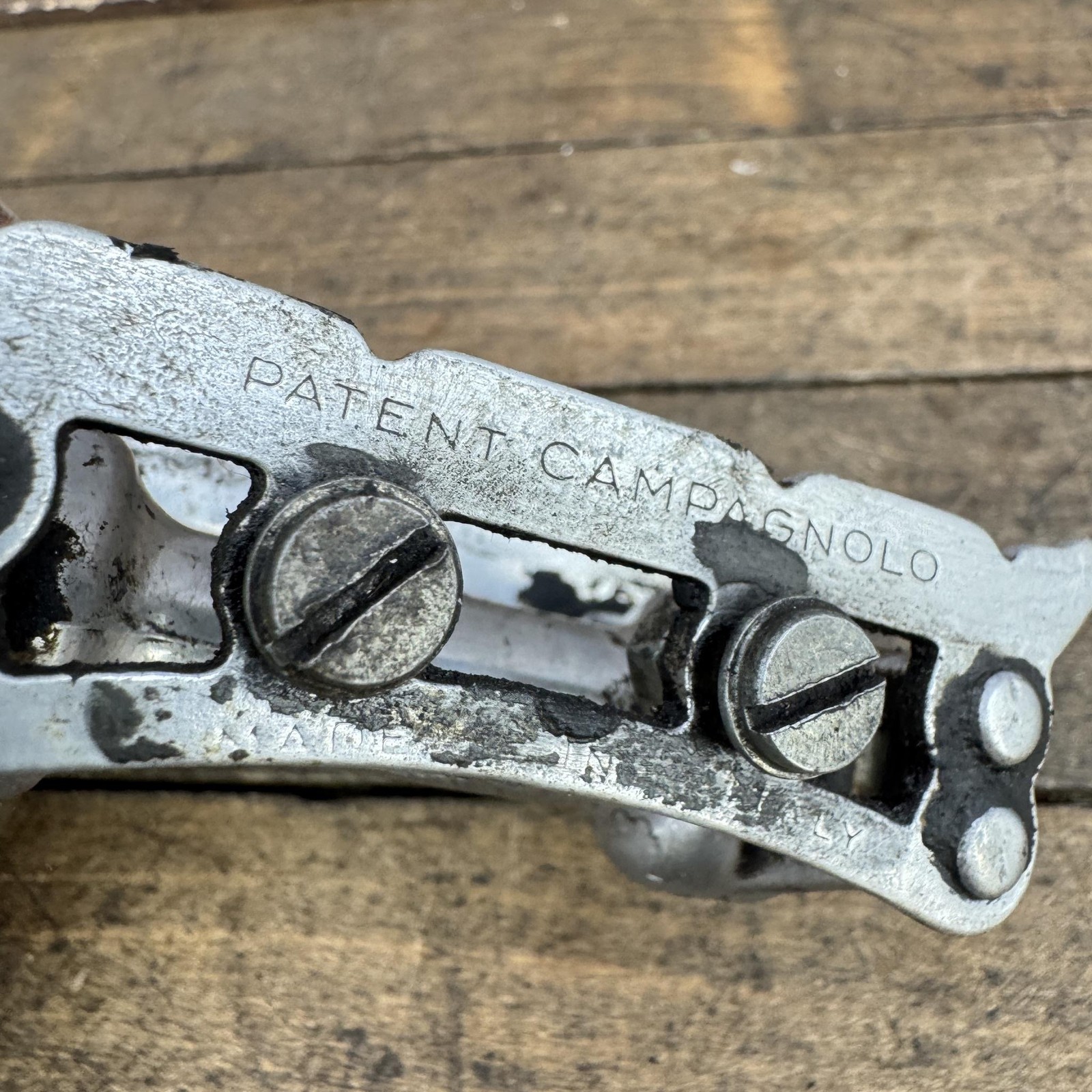 Vintage Campagnolo Gran Sport Bike Pedals 9/16 In Silver Platform Italy Scrapes