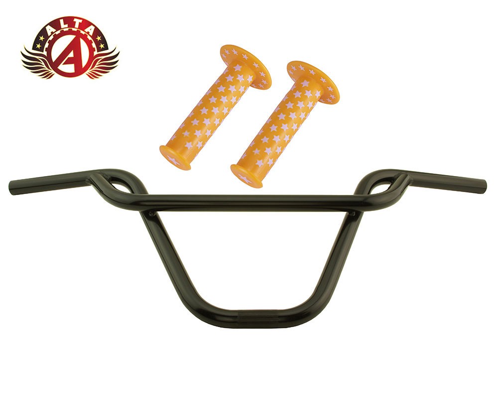 Alta 325 Freestyle Bars 22.2mm Black + Star Grips Yellow/White BMX Freestyle