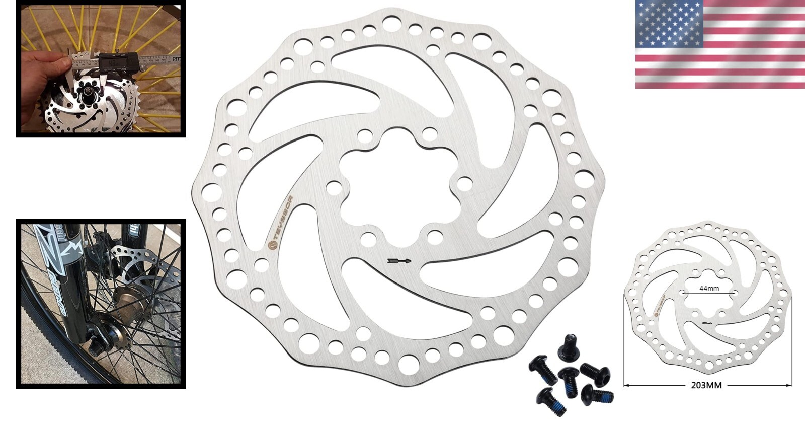 High-Performance Titanium Bike Disc Brake Rotor 140-203mm with Stainless Finish