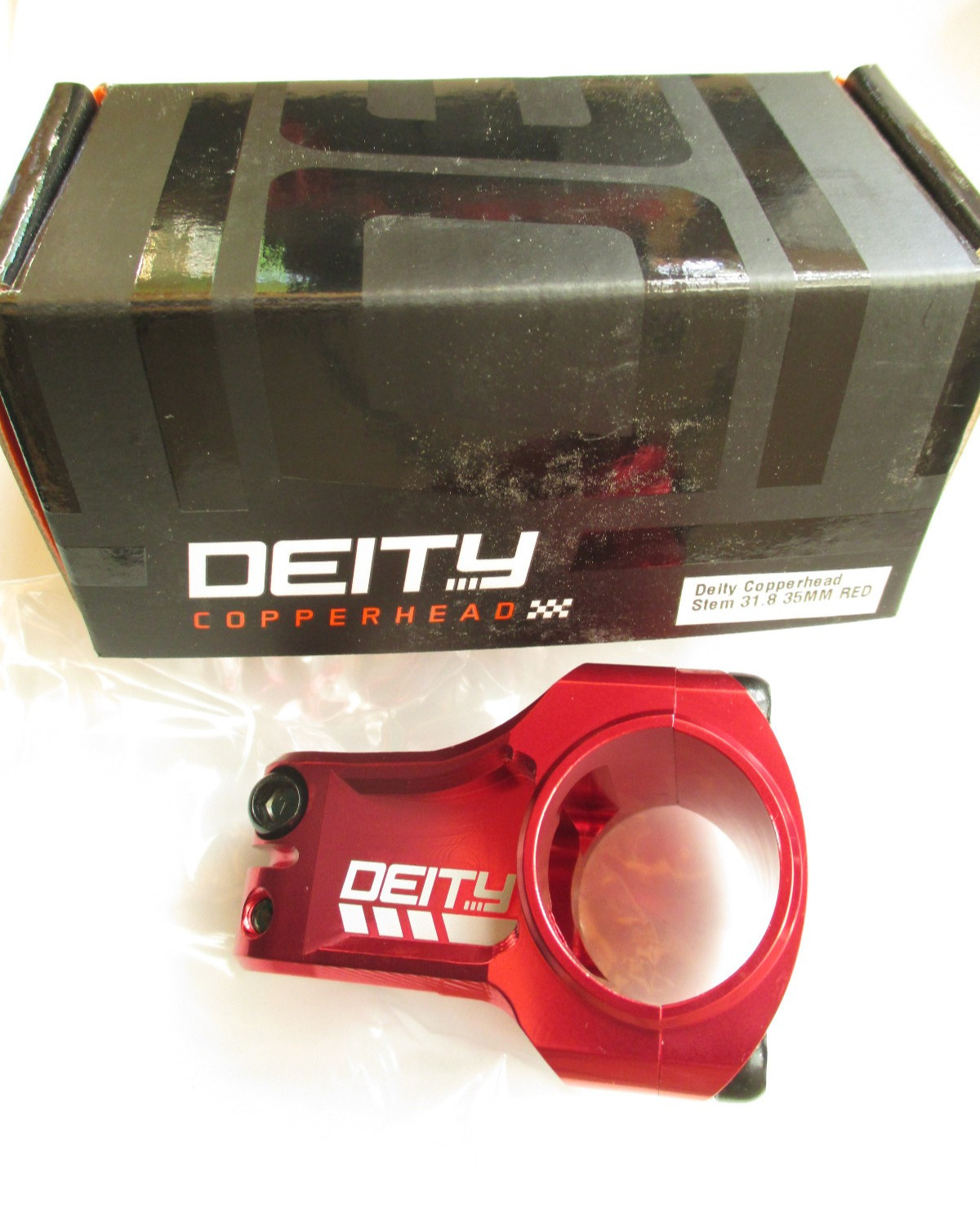 New Deity Copperhead Bike Stem, Red, 35mm Length x 31.8mm