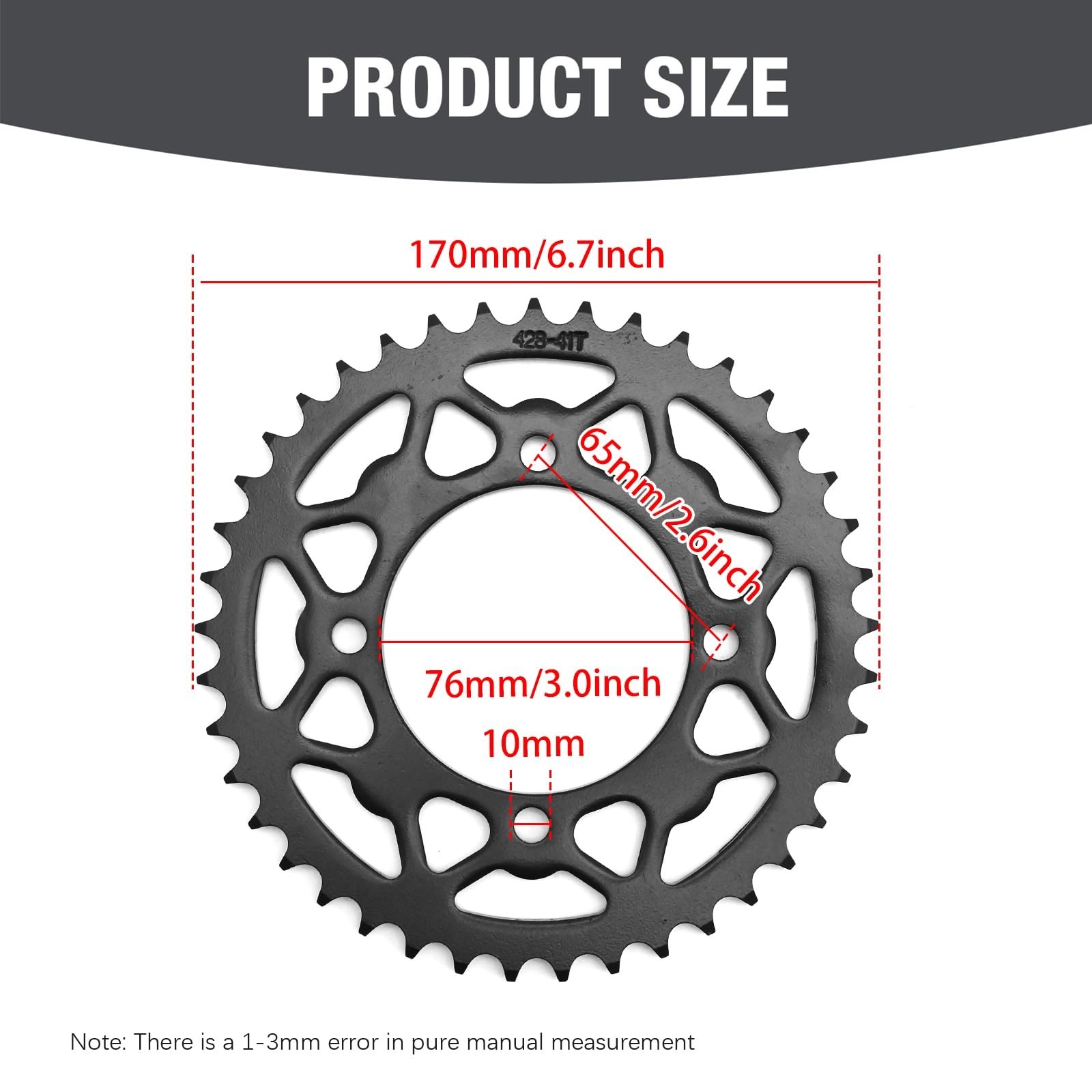 428 Chain ATV Motorcycle Rear Sprocket (41 Tooth), Front Sprocket (14 Tooth, …