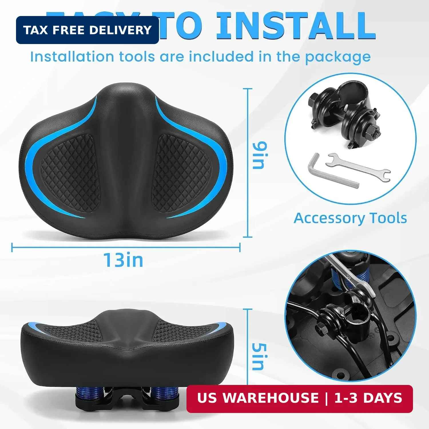 CDYWD New Noseless Bike Seat for Men Women Comfort, Extra Wide Soft Padded Bicyc