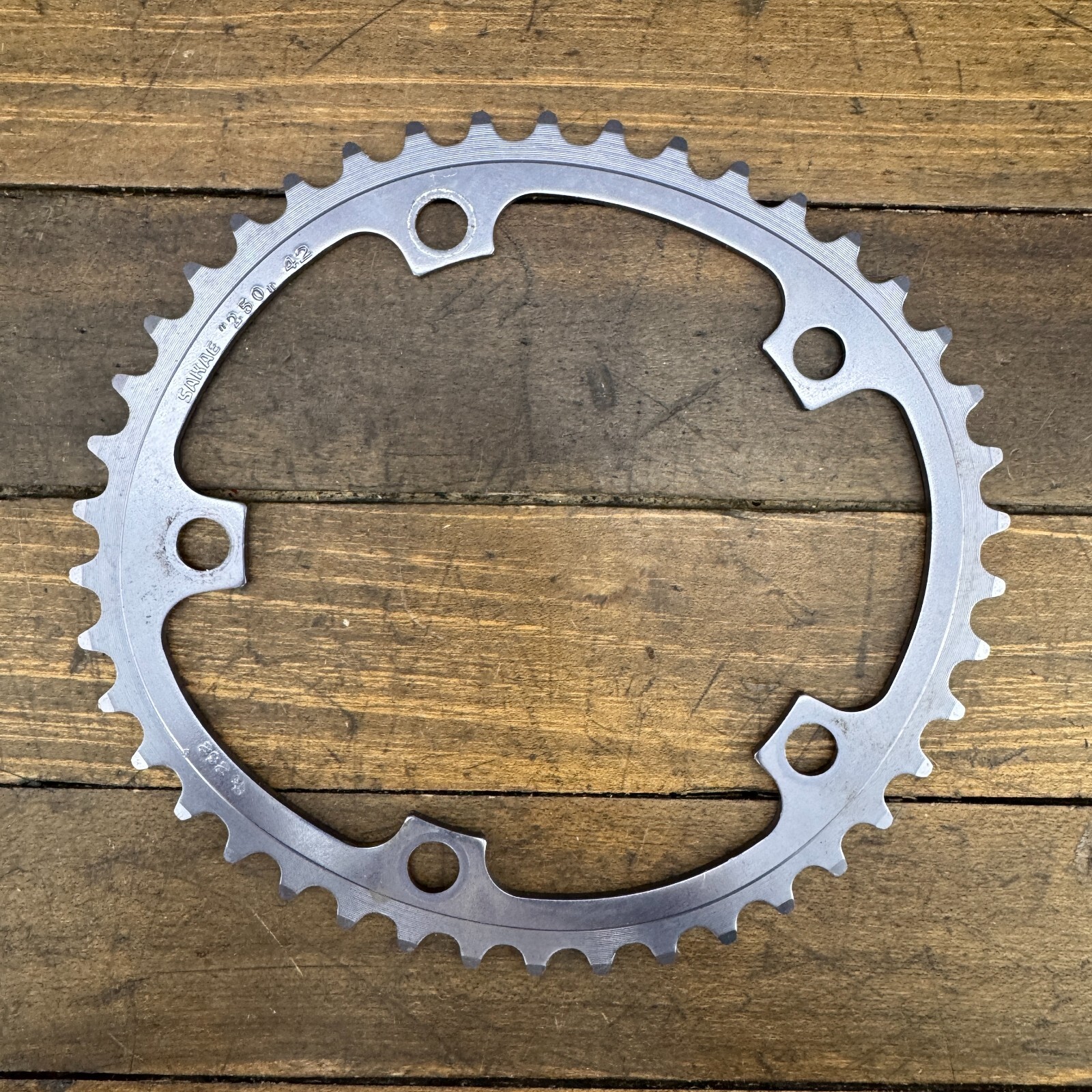 Vintage SR Ovaltech 42 Tooth Chainring Alloy 42t 130 BCD SR 252 Oval Road Gray