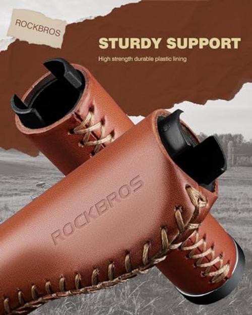 Leather Bike Handlebar Grips for 22.2mm Vintage Mountain Bike Folding Bicycle