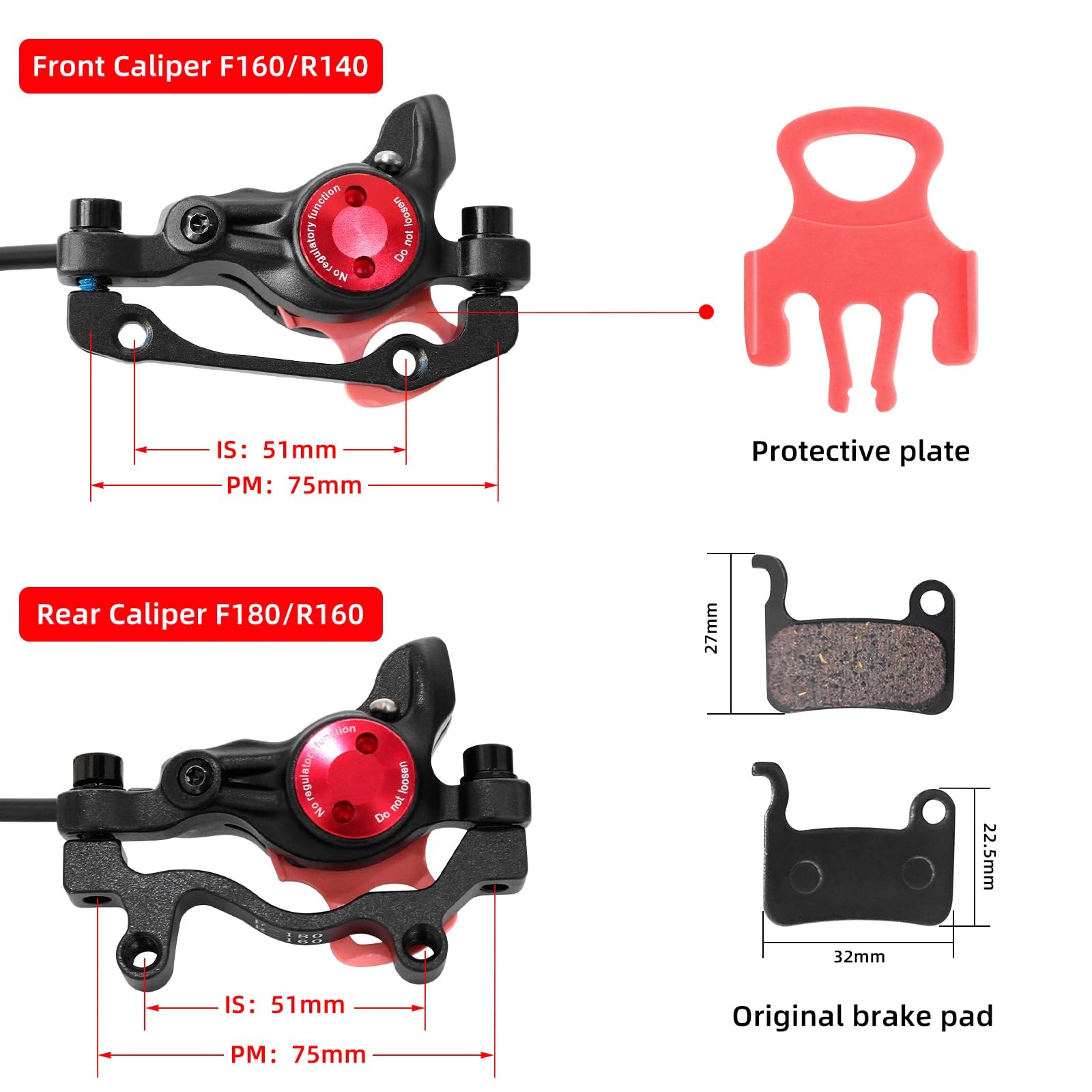 Z00M HB875E Ebike Hydraulic Disc Brake Set, Brakes+2*160mm Rotors